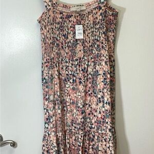 LOFT Pink Floral Midi Dress